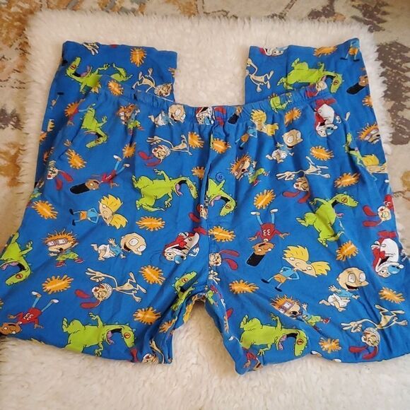 Nickelodeon Cartoon Ren Stimpy Reptar The Rugrats Tommy Chuckie Lounge Pants - Picture 3 of 8